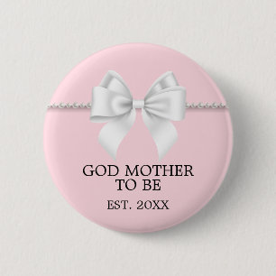 Elegant Pink Tiffany Theme God Mother Baby Shower 2 Inch Round Button