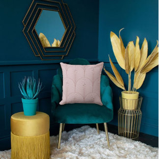 Elegant Pink Tiled Fan Design Throw Pillow