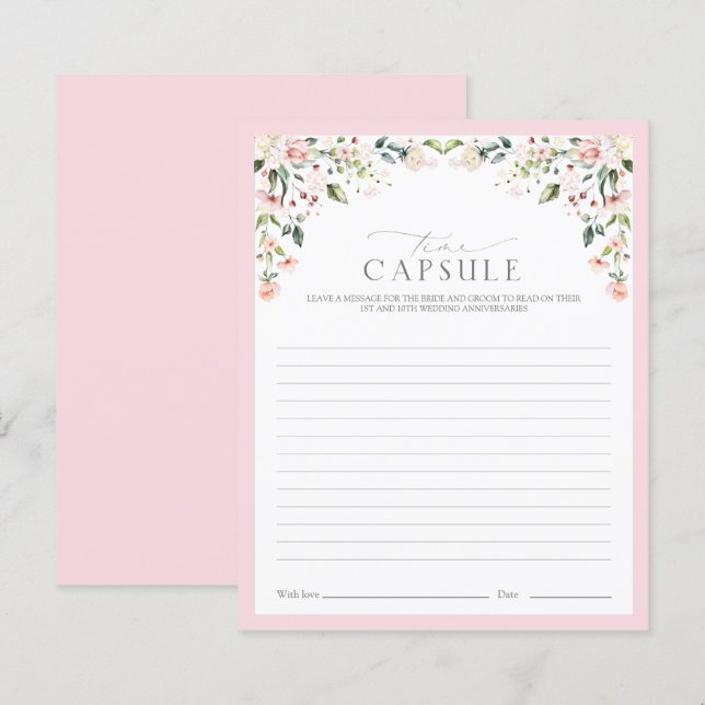 Elegant Pink Time Capsule Floral Shower Game (Front/Back)