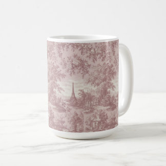 Elegant Pink Toile de Jouy French Country Scene Coffee Mug