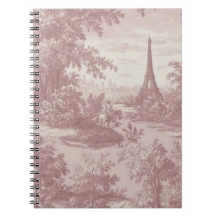 Elegant Pink Toile de Jouy French Country Scene Notebook