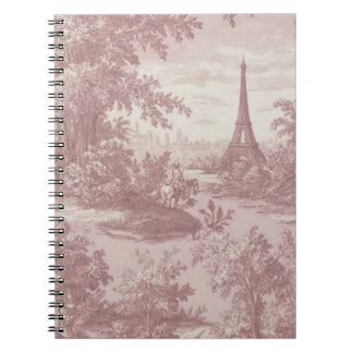 Elegant Pink Toile de Jouy French Country Scene Notebook