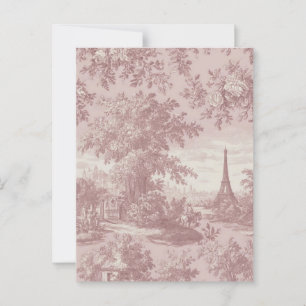 Elegant Pink Toile de Jouy French Country Scene Postcard