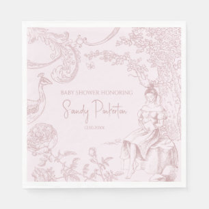 Elegant Pink Toile Jouy Baby Shower Book Request Napkin
