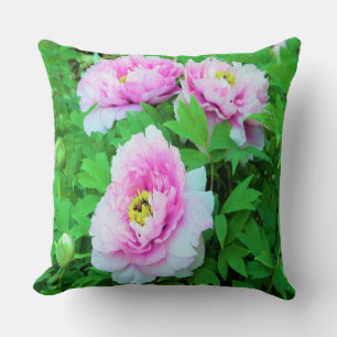 Elegant Pink Tree Peony Flowers with Yellow Centre Throw Pillow