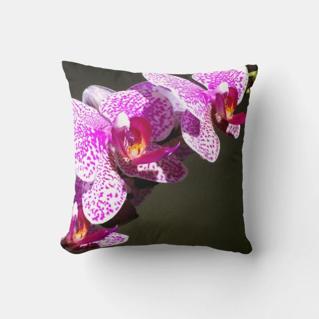 Elegant pink tropical floral flowers orchids  throw pillow (Front)