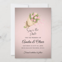 Elegant Pink Tulips Bouquet Wedding
