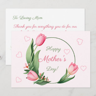 Elegant Pink Tulips Floral Happy Mother’s Day Card