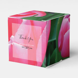 Elegant Pink Tulips Wedding Favor Box