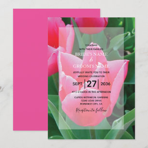 Elegant Pink Tulips Wedding Invitations