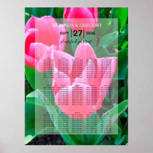 Elegant Pink Tulips Wedding Seating Chart