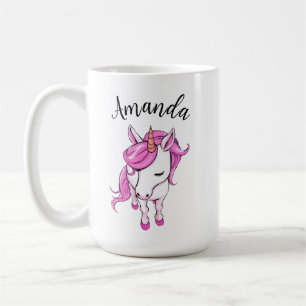 Elegant Pink Unicorn Girl Name Coffee Mug