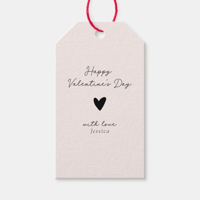 elegant pink Valentine's Day  Gift Tags (Front)