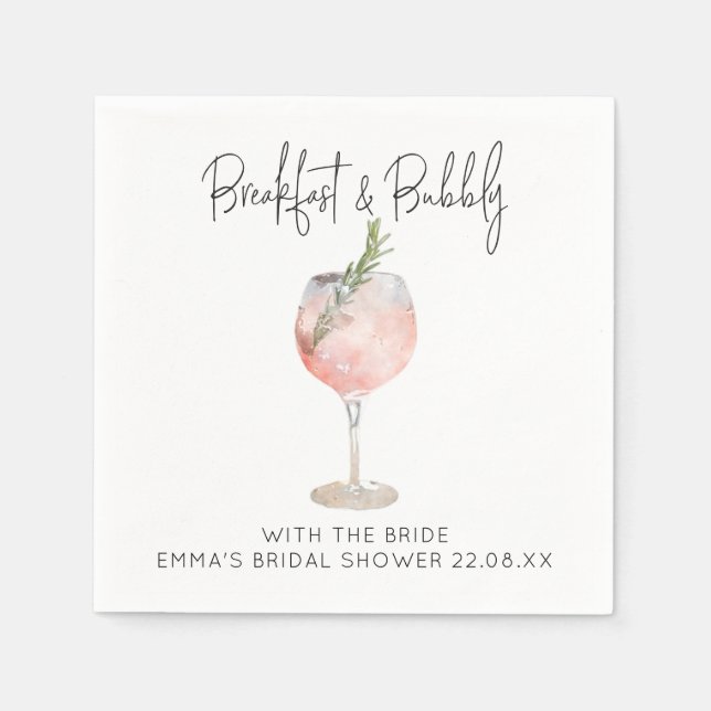 Elegant Pink Vino Before Vows Bridal Shower Napkin (Front)