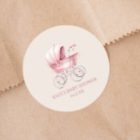 Elegant Pink Vintage Baby Carriage Baby Shower