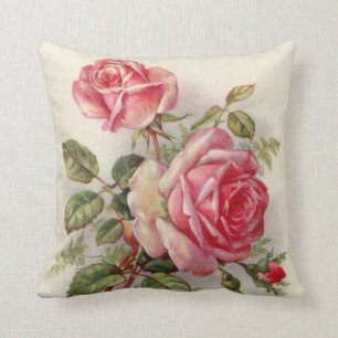 elegant pink Vintage floral home decor pillow