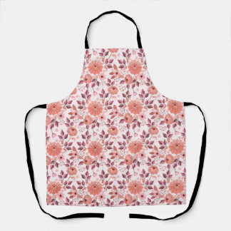 Elegant Pink Vintage Rose Flowers Apron