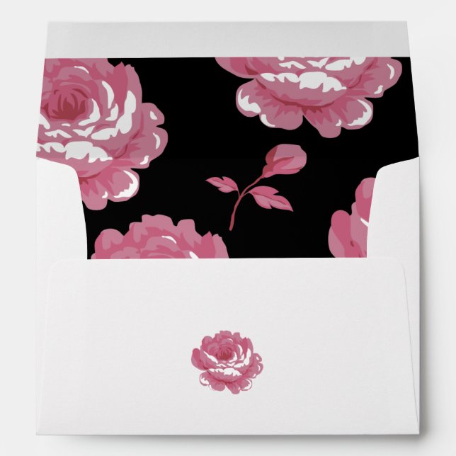 Elegant Pink Vintage Roses 5x7 Wedding Invitation Envelope (Back (Bottom))