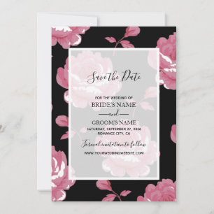 Elegant Pink Vintage Roses Wedding Save The Date