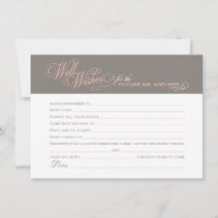 Elegant Pink Warm Grey Bridal Shower Well Wishes