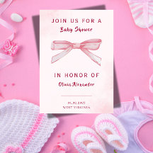 Elegant Pink Watercolor Baby Shower Invitation
