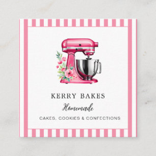 elegant Pink watercolor Bakery & Confections Busin Square Business Card