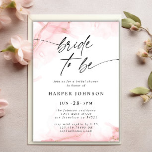 Elegant Pink Watercolor Bridal Shower Bride to be Invitation