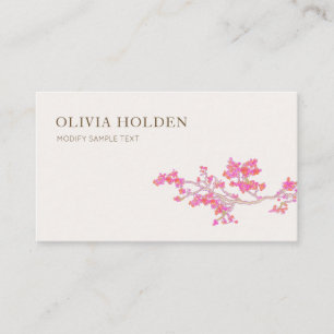 Elegant Pink Watercolor Floral Branch Business Card