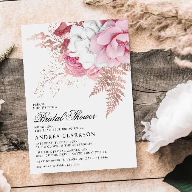 Elegant Pink Watercolor Floral Bridal Shower Invitation (Creator Uploaded)