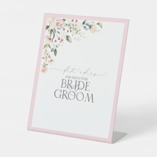 Elegant Pink Watercolor Floral Date Ideas Pedestal Sign