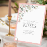 Elegant Pink Watercolor Floral How Many Kisses Pedestal Sign<br><div class="desc">Designed to coordinate with my Elegant Pink Watercolor Floral Bridal Shower Suite, this gorgeous bridal shower "Guess How Many Kisses" pedestal sign features a floral bouquet of soft, watercolor roses in shades of blush pink, peach, and white, with lush green botanical leaves in shades of love and eucalyptus, and bordered...</div>