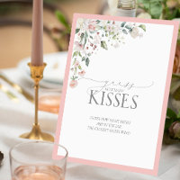 Elegant Pink Watercolor Floral How Many Kisses