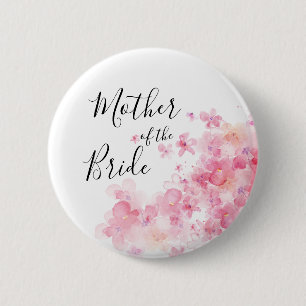 Elegant pink watercolor floral mother of the bride 2 inch round button