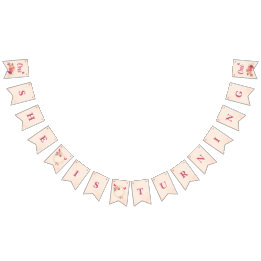 Elegant Pink Watercolor Floral One 1st Birthday Bunting Flags