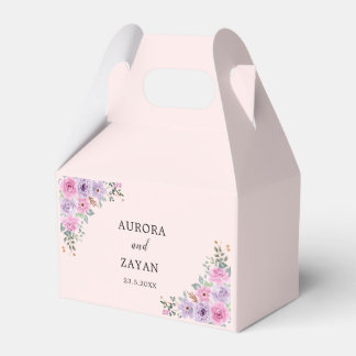 Elegant Pink Watercolor Floral Wedding Favor Box