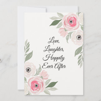 Elegant Pink Watercolor Floral Wedding Quote Invitation