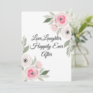 Elegant Pink Watercolor Floral Wedding Quote Invitation