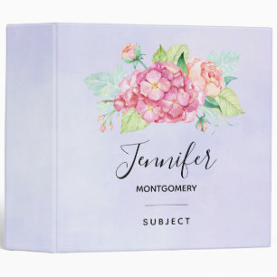 Elegant Pink Watercolor Flower Bouquet Binder