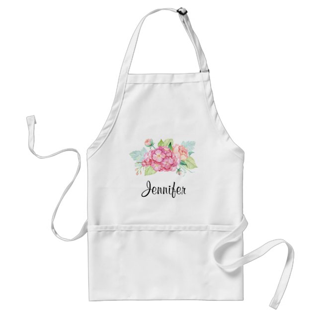 Elegant Pink Watercolor Flower Bouquet Standard Apron (Front)