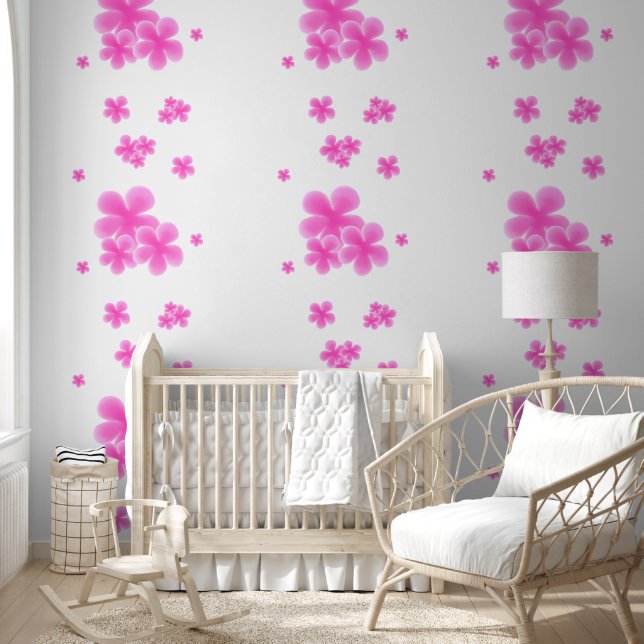 Elegant Pink Watercolor Flower Peel and Stick Wallpaper (Kids)