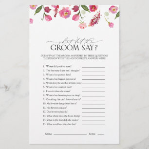 Elegant Pink Watercolor Flowers Bridal Shower Game
