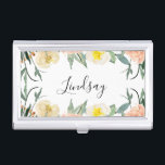 Elegant Pink Watercolor Flowers With Name Business Card Holder<br><div class="desc">With the beautiful peach and cream watercolor flowers and your name is a calligraphic script,  this business card holder will sure to be an eye catcher whenever anyone sees you open it up.</div>