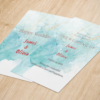 Elegant Pink Watercolor Gold Confetti Wedding  Invitation