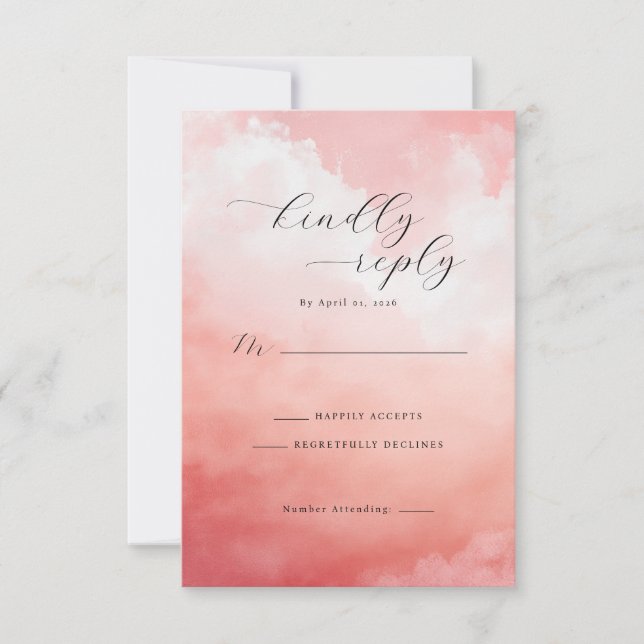 Elegant Pink Watercolor Invitations (Front)