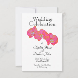 Elegant Pink watercolor Orchid painting Invitation