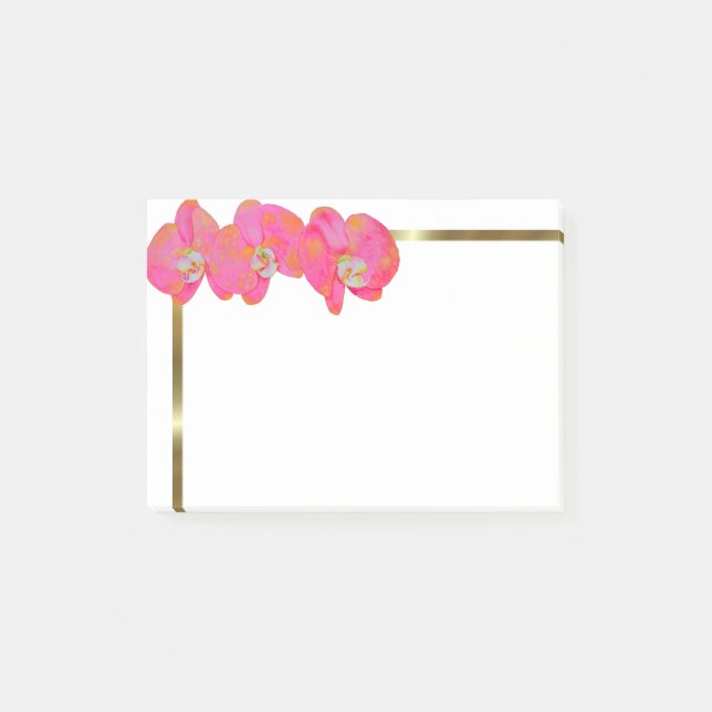 Elegant Pink watercolor Orchid painting Post-it Notes (Front)