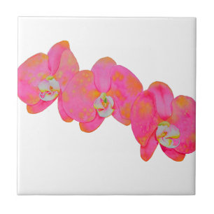 Elegant Pink watercolor orchids Tile