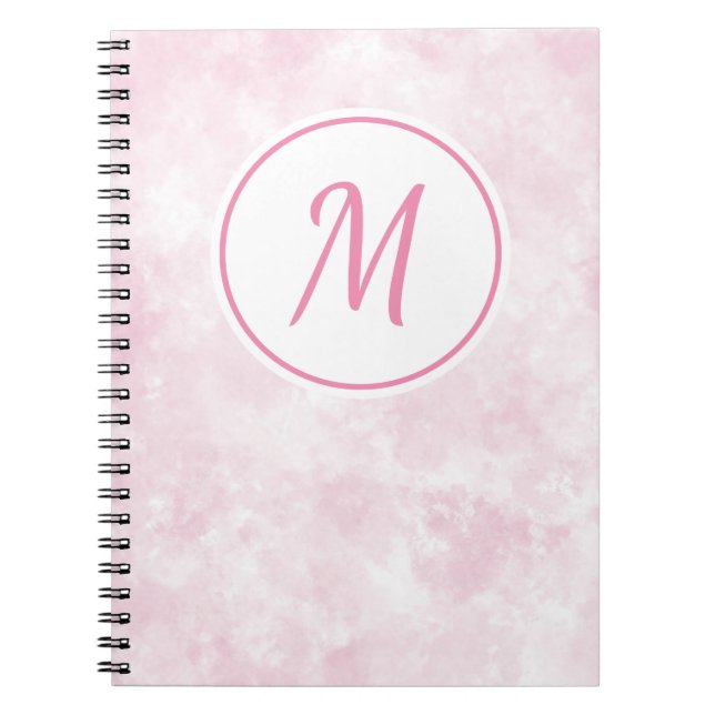 Elegant Pink Watercolor Pattern Monogram Notebook (Front)