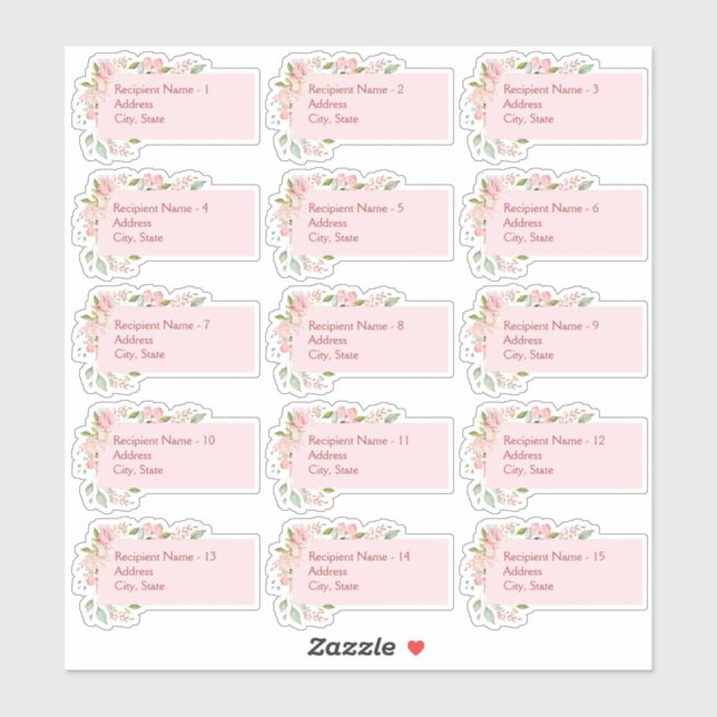 Elegant Pink Watercolor Roses Mailing Labels (Sheet)