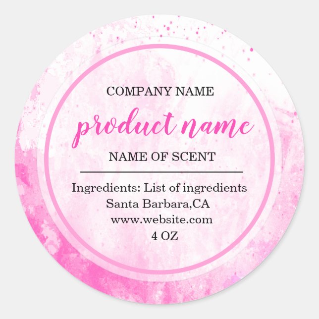 Elegant Pink Watercolor Spa labels  (Front)